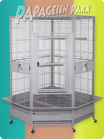 Parrot design aviary pentagon light grey