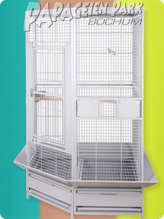 Parrot design aviary pentagon light grey