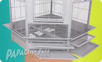 Parrot design aviary pentagon light grey