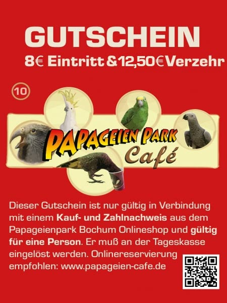 GUTSCHEIN Papageien Cafe 20 50 Euro