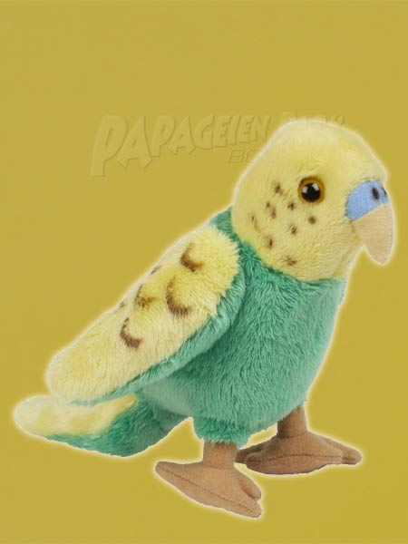 Plush toy green budgie 15 cm